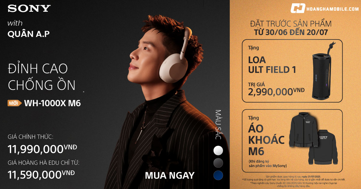 Tai nghe chống ồn không dây Sony WH-1000XM6